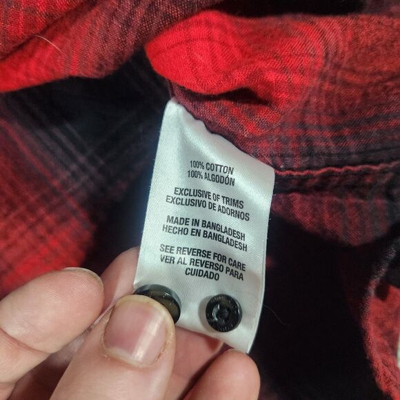 Woolrich Mens Medium Red Plaid Flannel Long Sleeve Button Front Pocket Shirt 258 - Picture 4 of 8